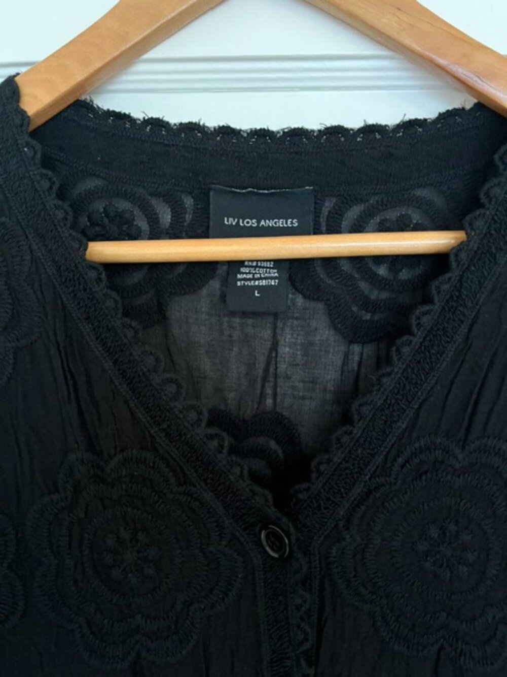Liv Los Angeles Black Crochet Blouse | Size Large - Picture 5 of 8